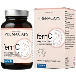 PRENACAPS FERR C - zelazo i wit C dla kobiet starających się o dziecko, będących w ciąży oraz karmiących piersią.