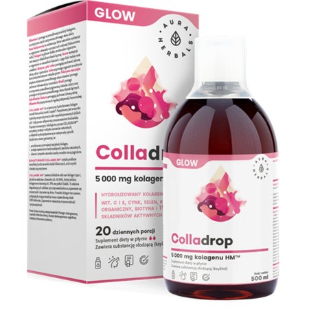 Colladrop Glow, kolagen morski 5000 mg - skóra włosy paznokcie.